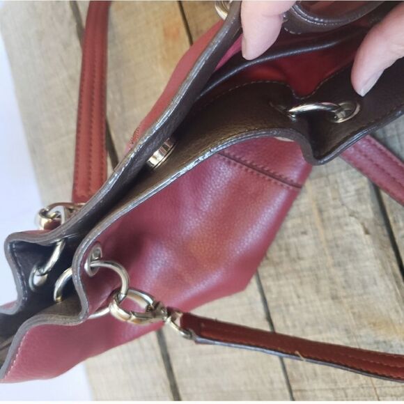 NINE WEST Faux Leather Small Shoulder Hand Bag Dark Red - Picture 8 of 10